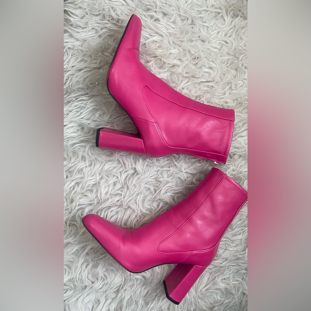 Zara Hot Pink Leather Ankle Boots